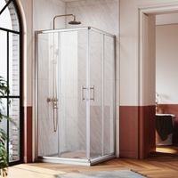 SONNI Duschabtrennung Eckdusche mit Schiebetür Duschwand mit Glasschiebetür ESG-Sicherheitsglas 90x90x185cm