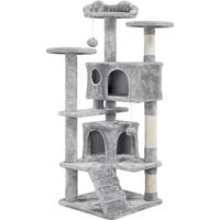 Homevive Rascador para Gatos Grandes Torre para Gatos Casitas de Sisal Centro de Actividad para GatitosAltura 130 cm Gris Claro