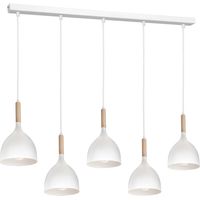 Lampada sospesa bianca e legno Noak 5 luci 122 cm Luminex