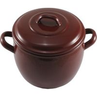 Olla esmalte marron bombeada 30 cm