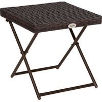 Tavolino da Giardino Pieghevole in Rattan Sintetico e Acciaio, Tavolino da Balcone Salvaspazio, 40x40x40cm, Marrone