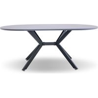 Marui - Tavolo da pranzo ovale in legno e metallo con piede centrale Ashi 180x100 cm - grigio effetto legno