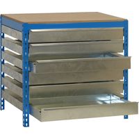 Simon Rack BT5 Box6 1500 Werkbank blau und robustes Holz