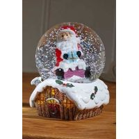 Marco Paul 6cm Christmas Cabin Snow Sphere Santa Snowman Christmas Winter Wonderland Snow Globe Colour Changing Festive Scene Xmas Indoor Use Home D�cor Battery Operated (Santa)