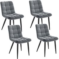Havenlyhome – Lot de 4 chaises en velours – Pieds en métal – Rembourrage haute densité – Hauteur d'assise 43 cm – Design moderne pour cuisine et salon