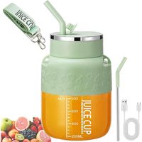 Groene Draagbare 800ml Mixer, Met Straw en Schouderband, Draadloos Voor Smoothies en Dagelijks Gebruik