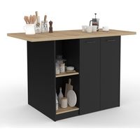 BAO 140 cm 4 persone isola centrale in legno nero con piano di lavoro effetto faggio