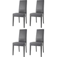 Tommychairs 4 Glory chairs in beech, dark grey faux leather seat