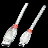 LINDY USB-Kabel USB-A Stecker, USB-Mini-B Stecker 3.00 m Transparent 41784