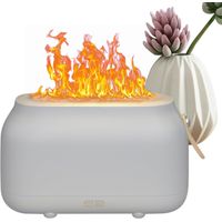 Diffusore Di Aromi Umidificatore Ultrasonico Con Effetto Fiamma Per Camera Da,Umidificatore Da Tavolo E Camera Da - Per Ufficio Studenti Universitari Dormitorio Appartamento Comodino Studio(Bianco)