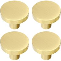 Poignée de meuble ronde en laiton brossé, bouton de tiroir, poignée de meuble de salle de bain dorée, poignée de tiroir avec vis pour meuble, tiroir, 32 mm x 25 mm