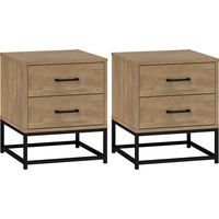 Set di 2 Comodini con 2 Cassetti Stile Industriale e Acciaio, Colore