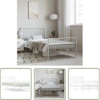 The Living Store Bettgestell mit Kopf- und Fußteil Metall Weiß 100x200 cm - Bettestel - Doppelbett - Metallbett - Weißes Bett - Boxspringbetten