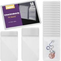 50Pcs 3.54 "x 5.1" Sacs de Bijoux en PVC Transparent épais, Organisateur de Bijoux de Voyage Portable Autocollant, Sacs de Stockage de Bijoux en Plastique, Sacs à cremallière