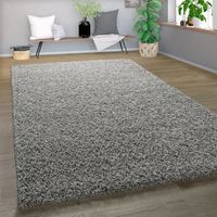 Paco Home Alfombra Shaggy De Pelo Alto Y Largo De Alta Calidad Y Gran Espesor Del Hilo En Gris Brillante Liso 70x250 cm