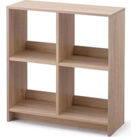 Iris Ohyama, Meuble de rangement ouvert, Bibliothèque, Étagère de 4 casiers, Grande capacité, horizontale & verticale, Bureau, Chambre, Salon - Wood Open Shelf WOS-4 - Marron Clair