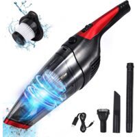 Cordless Handheld Vacuum Cleaner, Rechargeable (USB Charging), Powerful Vacuum Cleaner, Portable Handheld Vacuum Cleaner for Pet Hair, Home and Car Cleaning, Wet and Dry(Black+Red) - Crezuo