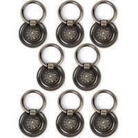 Ring Pull - Zinc Alloy - Antique Brass Finish - For Cabinets Dressers Cupboards - 8 Pieces