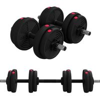 Haltères 2 en 1 réglables, haltères libres avec poignées antidérapantes, 15KG - Barres incluses