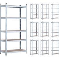 MegaPack 10 Scaffali modulari in metallo con 5 ripiani 875 kg 90x40x180 cm Thinia Home