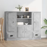 Vidaxl – Buffet 3 pcs gris béton bois d'ingénierie – Matériau résistant à l'humidité – Grand espace de rangement – Design minimaliste