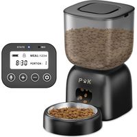 Futterautomat Katze, 3L Automatischer Futterspender Katze, 180 Tage Lange Batterielebensdauer, 10S-Sprachaufforderung und Edelstahlschüssel, bis zu 4 Mahlzeiten pro Tag, Schwarz