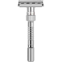 Rasoir, lames de rasoir réglables pour rasage bilatéral, têtes de rasoir manuelles en alliage de zinc pour hommes avec étui de voyage (1 pièce) - argent