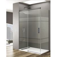 ALLSTONE BASIC Duschkabine 1+1 Mit 8mm fester Seite ohne Bodenprofil 5 Farben 2 Glasarten 6mm in Aluminium Titan-profil 170x80 cm Siebdruck glas