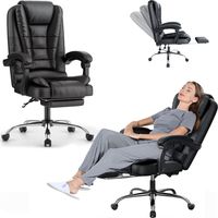 Office chair with footrest - bigzzia desk chairs with Lumbar Support Ergonomic - executive office chair Recliner - Computer Desk Chair Adjustable Back Rest - black