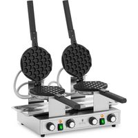 Royal Catering – Gaufrier double bulle TEFLON 2 x 1400 W – Gaufres hexagonales – Minuterie réglable 0-5 min – Température 50-250 °C