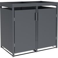 ULM: Mülltonnenbox 132x80x124cm, für 2 Tonnen 120 und 240 Liter, Stahl anthrazit. Mit Pflanzkastenaufsatz