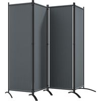 Biombo 4 panneaux séparateur plissé gris foncé 221x172 cm