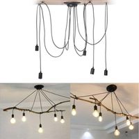 5 Flammig Pendelleuchte Retro Kreativ Spinne-Stil Kronleuchter E27 150cm Höhenverstellbar Hängelampe für Schlafzimmer Wohnzimmer Esszimmer - Schwarz