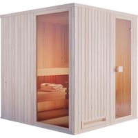 FinnTherm Innensauna Miranda Innensauna 2 Sitzbänke aus Holz , Saunakabine mit 40 mm Wandstärke, Dampfsauna mit Montagematerial