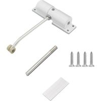 Automatic Door Closer Adjustable Outdoor Door Closer Spring Door Closer Automatic Door Closer for Interior Door Brake Garden Door Round Lock White