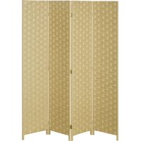 Paravento Separé da Interno a 4 Ante in Legno, Pieghevole e Salvaspazio Altezza 170cm, Marrone