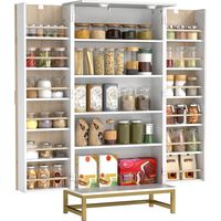 HOMCOM armario de cocina, armario despensa cocina, con 2 puertas con 12 estantes, alacena moderna, con 5 estantes ajustables, base de acero, blanco