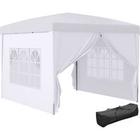 Tonnelle pliante avec 4 parois amovibles, 3 x 3 m, tonnelle de jardin avec sac de transport, imperméable, résistante aux UV, blanche