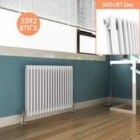 ELEGANT White Double Column 600 x 812 mm Traditional Horizontal Cast Iron Style Radiator