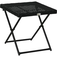 Tavolino da Giardino Pieghevole Salvaspazio in Rattan Sintetico e Acciaio, 40x40x40cm, Nero