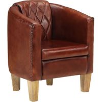 Chaise cabriolet marron cuir véritable