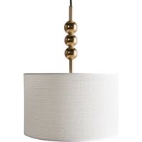 Lampe Suspendue Moderne Milieu du Siècle en Métal avec Abat-Jour en Tissu Laiton Loky