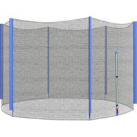 Filet sécurité cama élastique Ø305 cm extérieur 6 poteaux anti-UV porte fermeture éclair bleu noir