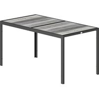 Tavolo da giardino effetto legno 4-6 persone acciaio plastica PSPC 150x80x74 cm grigio nero