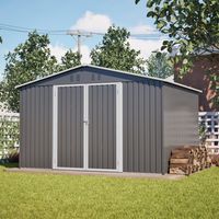 Abri de jardin en métal XXL 300x252x191 cm 11.5 m³, cabane de rangement extérieure avec toit à deux pans, robuste et sécurisée pour outils et équipements, gris