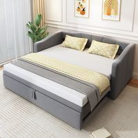 Divano letto imbottito in velluto grigio 90x200 cm estraibile 180x200 cm con rete a doghe