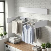 Songmics – Étendoir à linge mural rabattable 5 tringles en aluminium – Résistant à l'humidité et à la rouille – Installation rapide – 80 cm – Blanc