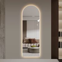 Arched LED Full-Length Mirror, Dimmable, High Resolution, Explosion-Proof, Stand or Wall Mountable - Brightly Illuminated for Makeup, Studios, and More