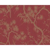 Mio Tokyo Metropolitan Stories Red Tree Metallic Gold Print Vinyl Wallpaper