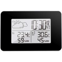Drahtlose Wetterstation, Innen-/Außenthermometer und Hygrometer mit Außensensor, LCD-Bildschirm, digitalem Temperatur- und Feuchtigkeitsmonitor mit Hintergrundbeleuchtung (weiß)